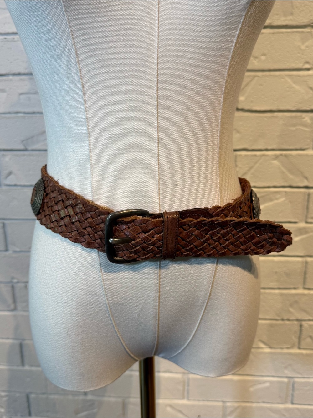 Omega Western Braided Brown Leather Belt Womens M - Picture 2 of 7